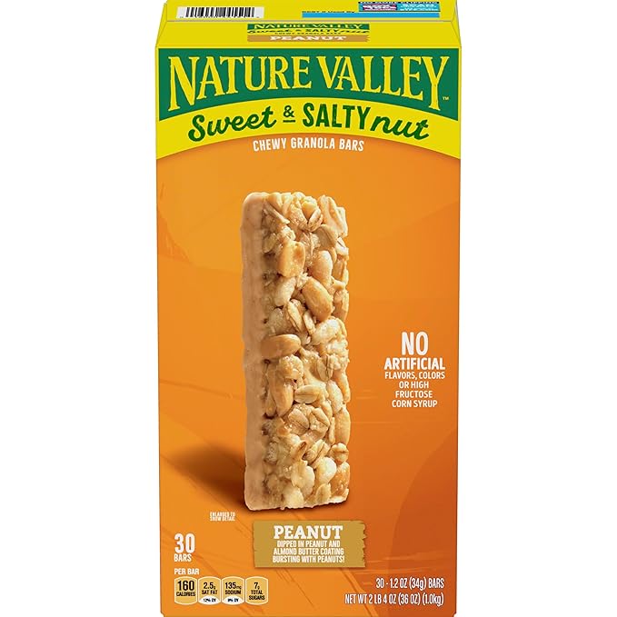 Nature Valley Sweet & Salty Peanut Chewy Granola Bars Bulk 30 Count, 36 oz Box, No Artificial
