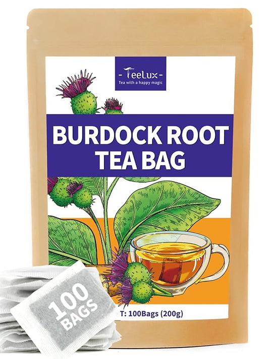 TeeLux Burdock Root Tea Bags, Pure Natural Burdock Root, Caffeine Free, Premium Herbal Tea, 100 Tea