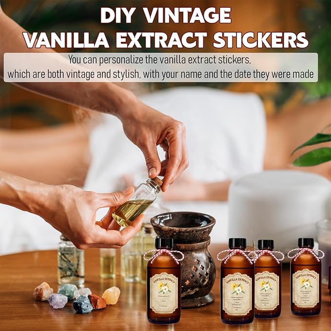12 Pack 2 Ounce Amber Glass Bottle with Lids Vanilla Extract Homemade Brown Bottle 2 oz and 12Pcs