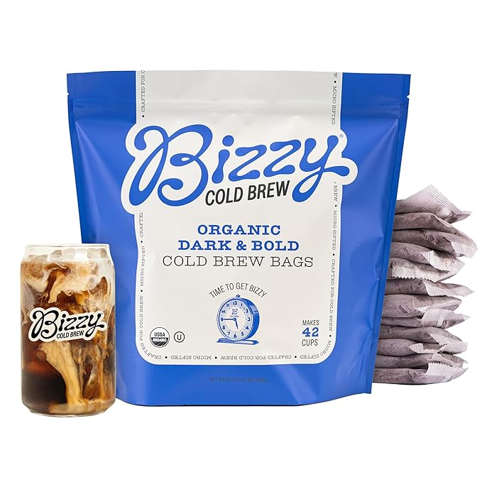 Bizzy Organic Cold Brew Coffee | Dark & Bold Blend | Coarse Ground Coffee | Dark Roast | Micro