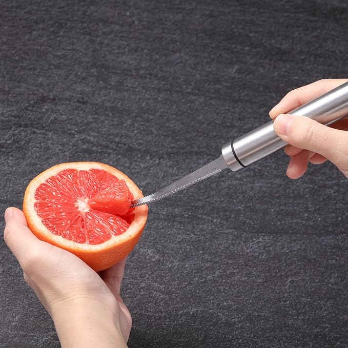 Grapefruit Knives 2 Pack, Stainless Steel Grapefruit Utensil Knife, Serrated Edge & Thick Gauge