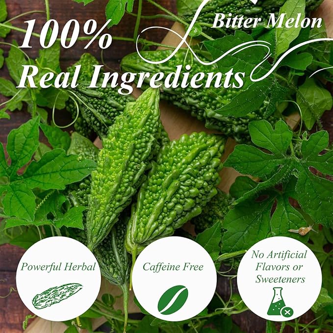 WT WEETEE Bitter Melon Tea Bags, Zero Sugar Tea, 100 Count Made with 100% Pure Natural Bitter