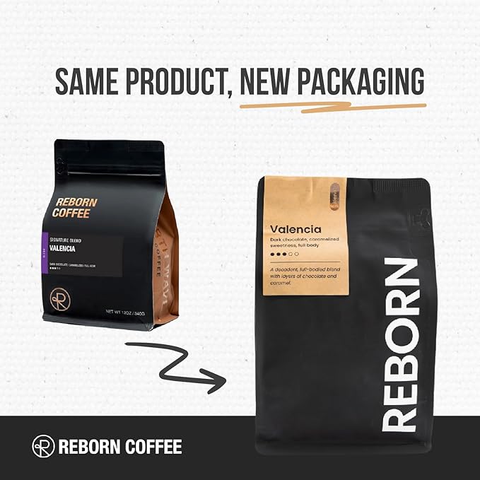 Reborn Coffee Specialty Whole Bean Coffee, Medium Roast, 12 Ounce, Premium Valencia Signature