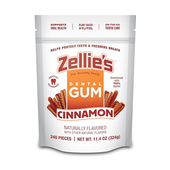 Zellie's | 100% Xylitol Cinnamon Chewing Gum | No Aspartame, Gluten Free, Vegan & Kosher (240 Count