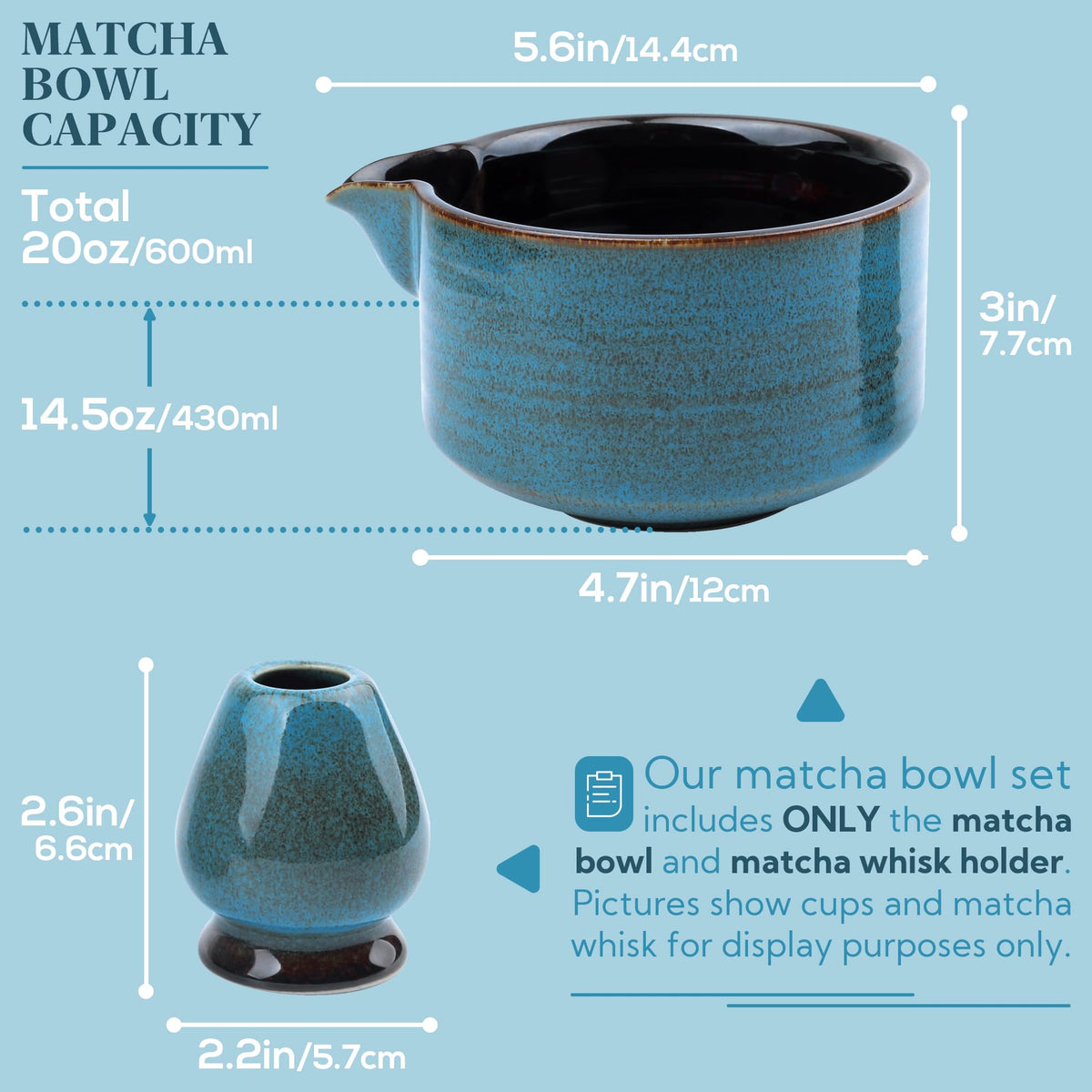 PUNNIO Japanese Matcha Bowl with Whisk Holder for Matcha Powder/Matcha Tea