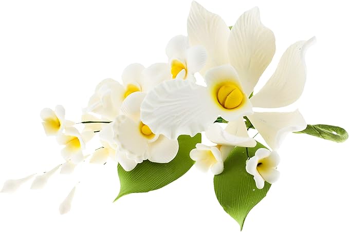 Global Sugar Art Cymbidium Orchid Sugar Cake Flowers Spray, White, 1 Count by Chef Alan Tetreault