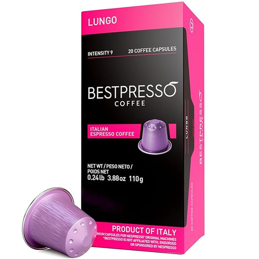 Bestpresso Coffee for Nespresso Original Machine 120 Aluminum pods Certified Genuine Espresso Lungo