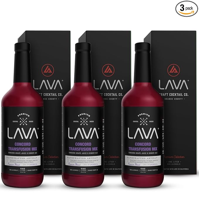 (3 Pack) LAVA Premium Concord Transfusion Mix made with concord grape juice, real ginger, ginger