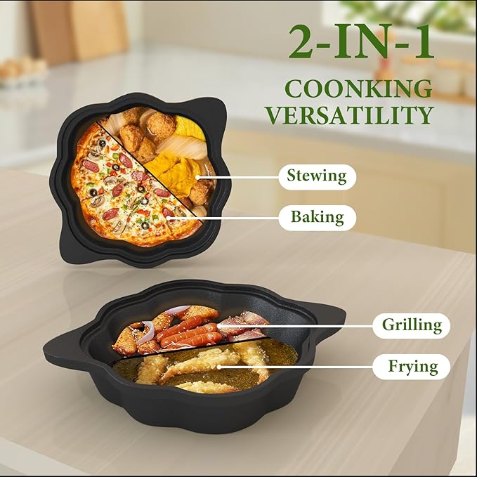 Cast Iron Saucepan & Chocolate Melting Pot, Small Sauce Pan & Tart Pan with Lid and Steamer, Garlic