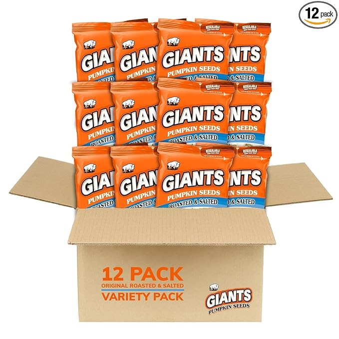 GIANTS Pumpkin Seeds - Pumpkin Seeds in Shell, Roasted and Salted, Whole with Shell, High Protein
