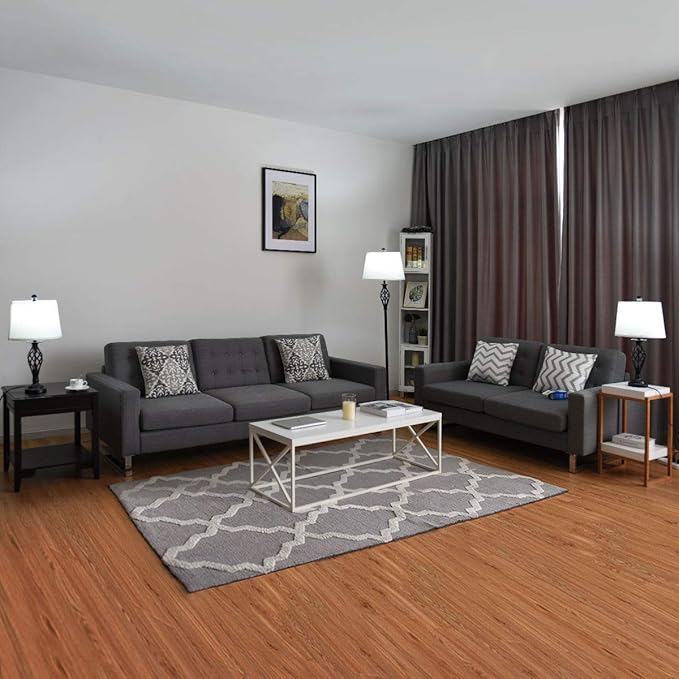 Tangkula Lamp Set 3-Piece Modern Home Living Room Bedroom Antique Bronze Finish Lamps, Floor Lamp