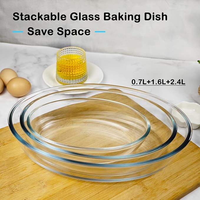 1.6L Glass Baking Dish for Oven, Borosilicate Glass Casserole Dish, Oven Safe Glass Baking Pan