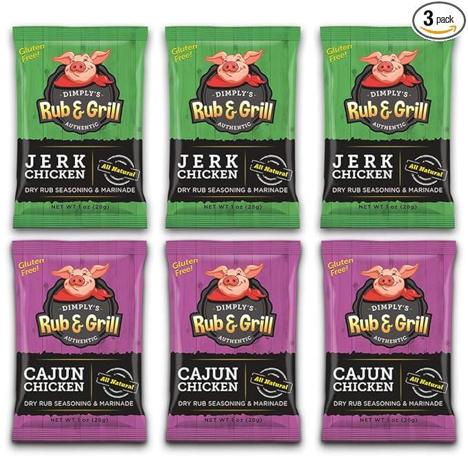 Dimply's Cajun and Jerk Seasoning Mix, Marinade and Dry Rub Perfect for Chicken, Meat, Vegetables