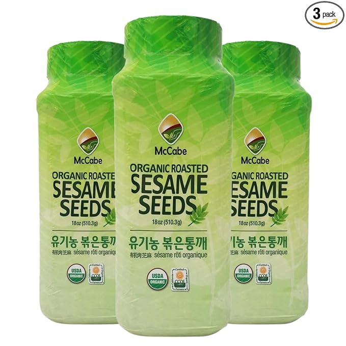 McCabe Organic Roasted Sesame, 18 oz (3 Packs), USDA Organic Certified, CCOF Certified Organic