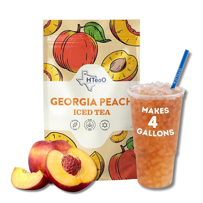 HTeaO Georgia Peach & Hibiscus Black Tea – Texas-Style Flavored Iced Tea Bags for Summer – Instant