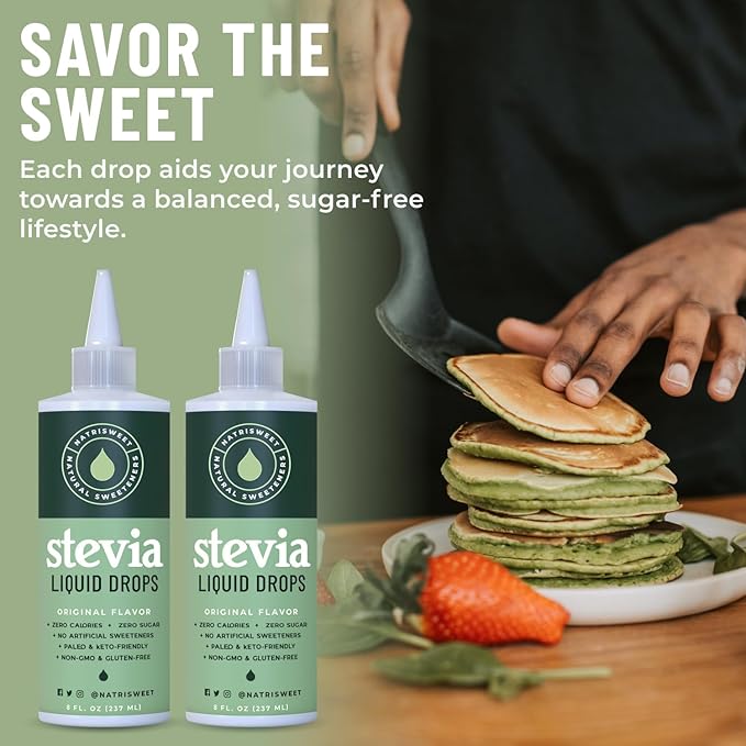 Natrisweet Liquid Stevia Drops, 8oz 2pack, Pure Sweetener from Stevia Extract, Plant-Based Sugar