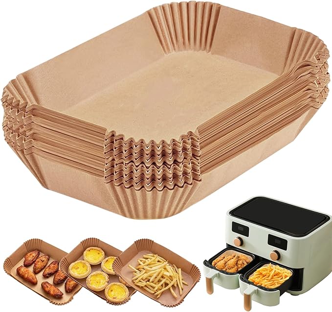 150 Pack 8.6x5.5" Air Fryer Liners, Parchment Paper Sheets For Ninja DZ201/DZ401 Dual Basket