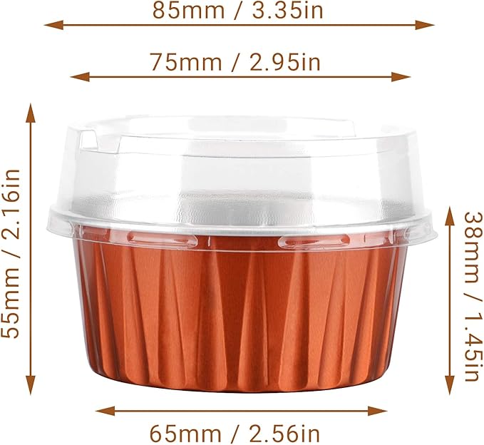 EUSOAR Dessert Cups With Lids, 5 OZ 100pcs Baking Cups with Lids,125ml Snacks Desserts Flan
