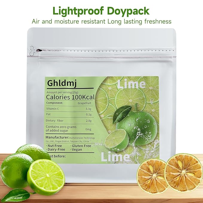 Dried Lime Slices,8.82oz/250g,Dehydrated Fruit For Cocktails,100% Natural No Additives No Sugar