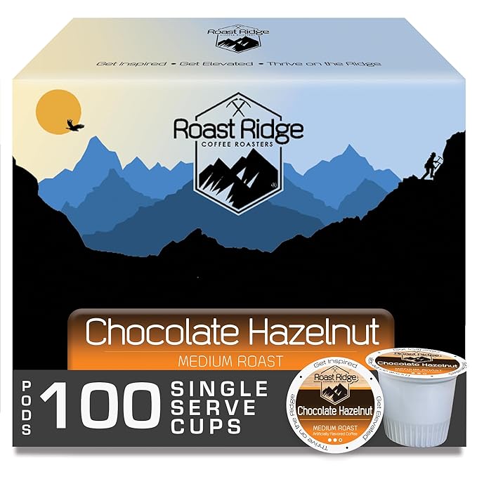Roast Ridge Single Serve Coffee Pods for Keurig K-cup Brewers, Chocolate Hazelnut Blend, Medium