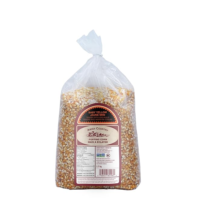 Amish Country Popcorn Baby Yellow Popcorn Kernels, 6LB Bag - Non-GMO, Gluten Free, Old Fashioned