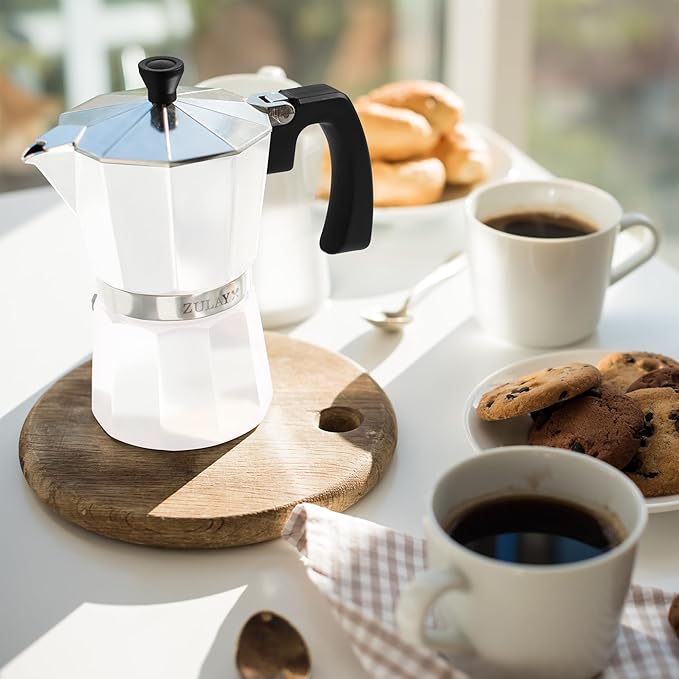 Zulay Moka Pot Espresso Stovetop Coffee Maker - Leak-Proof, Stainless Steel, Easy to Clean, Heat