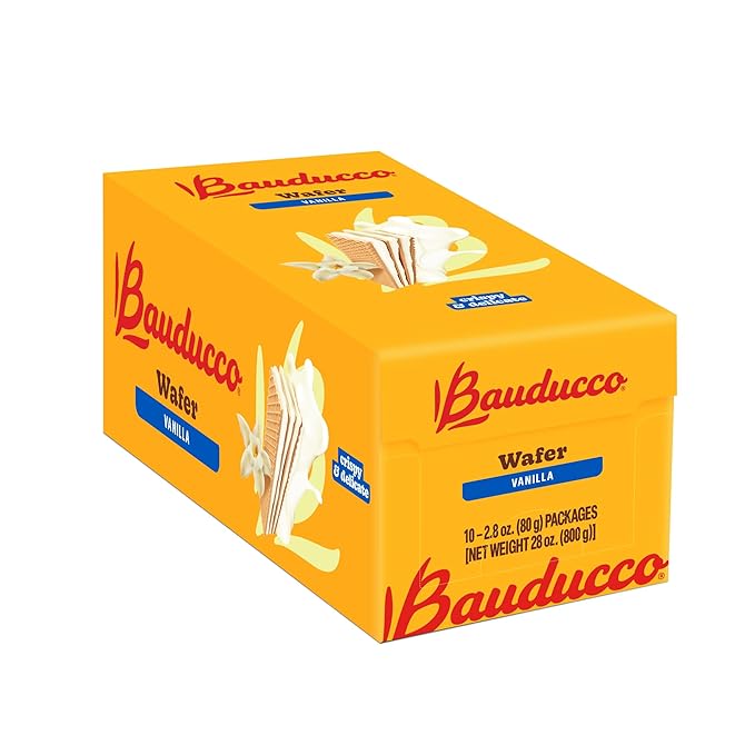 Bauducco Wafer Cookies, Vanilla, 28 oz (Pack of 10) - Crispy Layered Wafers with Rich Vanilla Cream