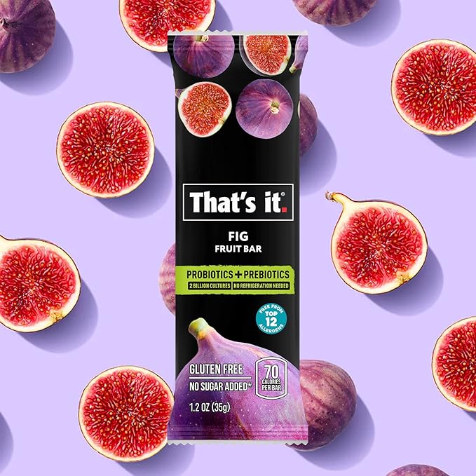 That's it. Fig Probiotic Fruit Bar Pack,. Just Real Fruit + Probiotics, 70 Calories Per Bar, All