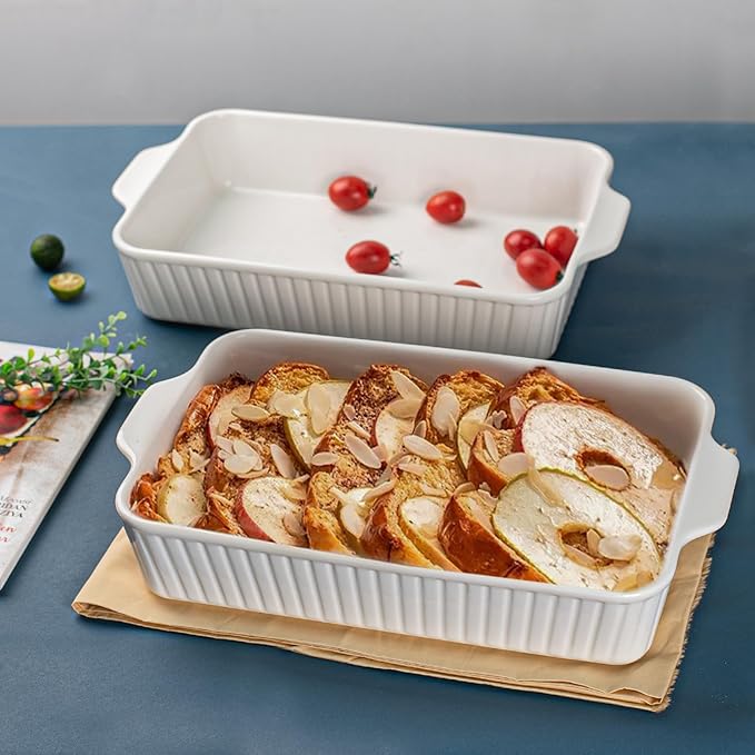 Casserole Dishes for Oven 9x13,2 Pack Ceramic Baking Dish Large & Deep,4.2 QT Casserole Dish Set