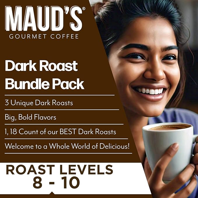 Maud's Dark Roast, French Roast & Espresso Coffee Pods Bundle, 54 ct, Recyclable Single Serve Pods