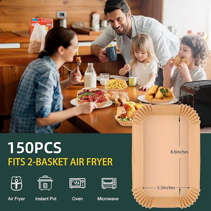 Air Fryer Disposable Paper Liners for Ninja Dual Airfryer Accessories, Non-Stick Parchment