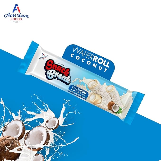 Snack Break Coconut Rolled Wafers, Individually Wrapped, Wafer Rolls with Creamy Coconut Filling