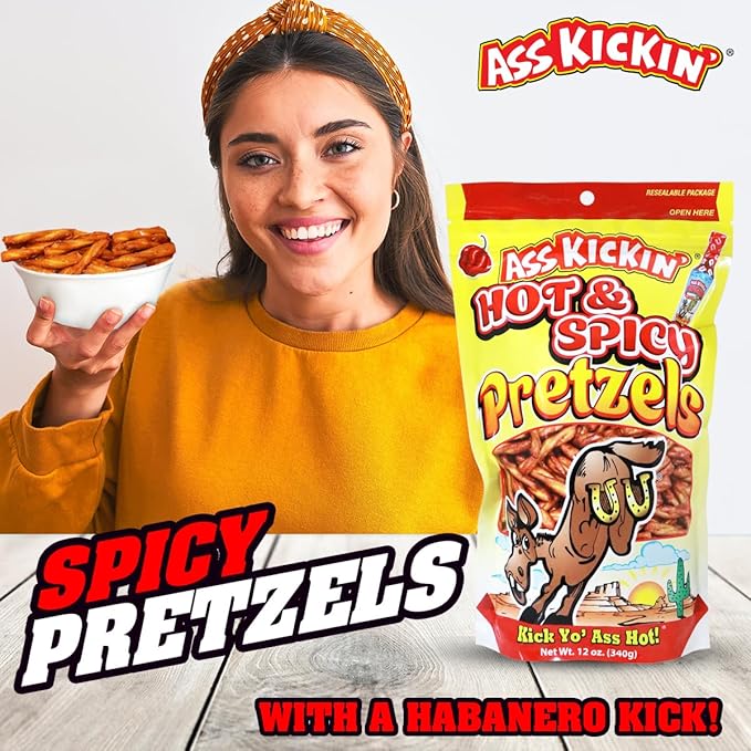 ASS KICKIN??Pretzels 12 Ounce Size Flavor Pack Seasoned Pretzel Twists (12oz, Hot & Spicy)