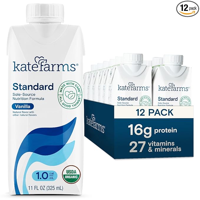 KATE FARMS Organic 1.0 Sole-Source Nutrition Shake, Vanilla, 16g Protein, 27 Vitamins and Minerals