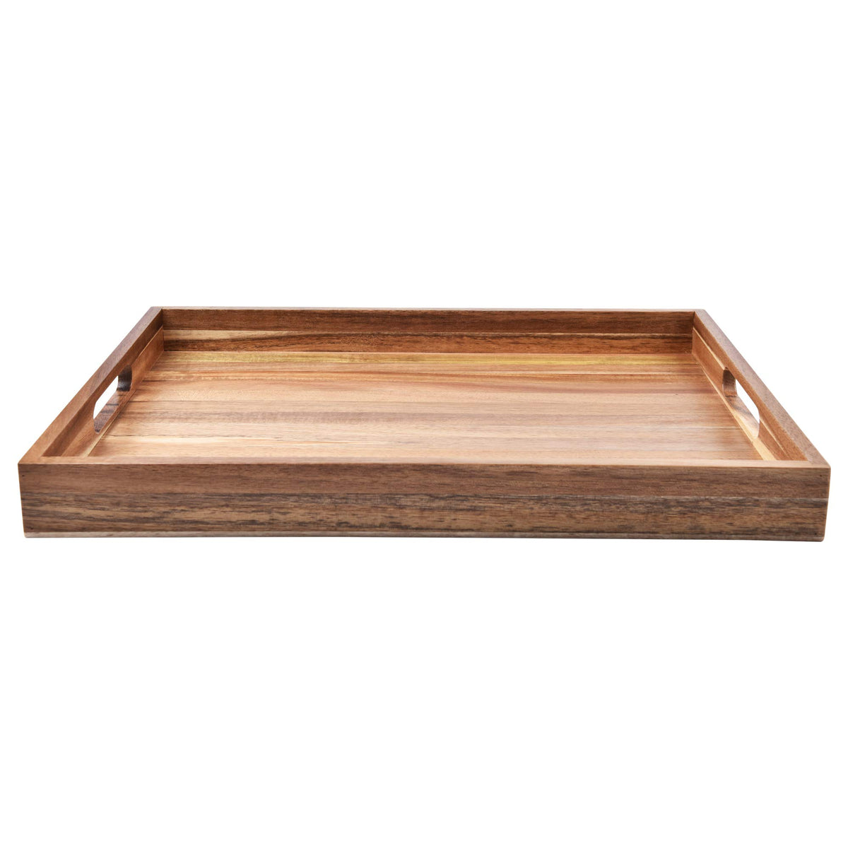 Acacia Wood Serving Tray with Handles (17 Inches) – Decorative Serving Trays Platter for Breakfast