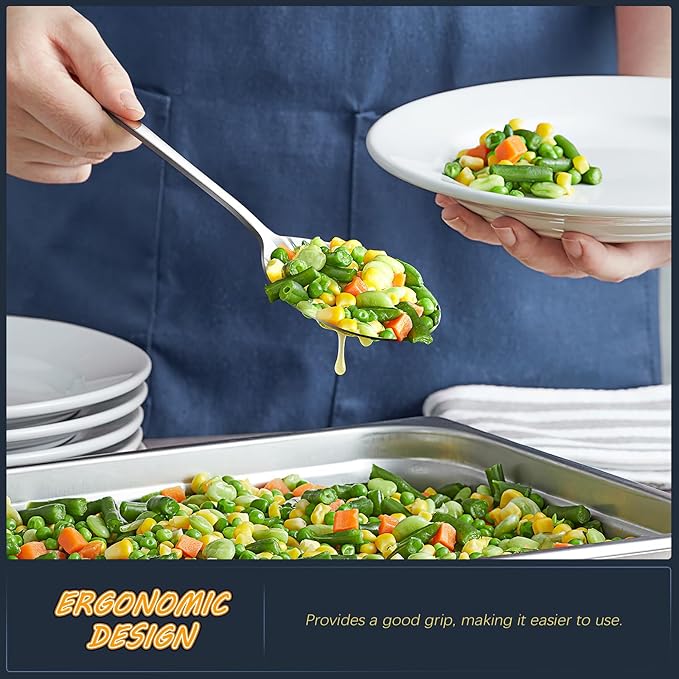4-Piece Serving Spoons Set - Includes 2 Serving Spoons and 2 Slotted Spoons, Large Cutlery for