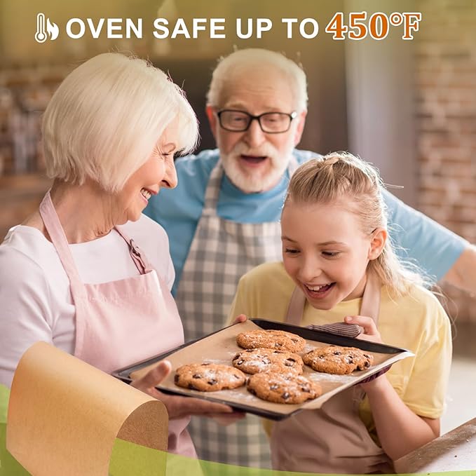9 x 13 IN Parchment Paper for Baking, 200 Pre-cut Non-stick Brown Parchment Paper, Versatile Sheets