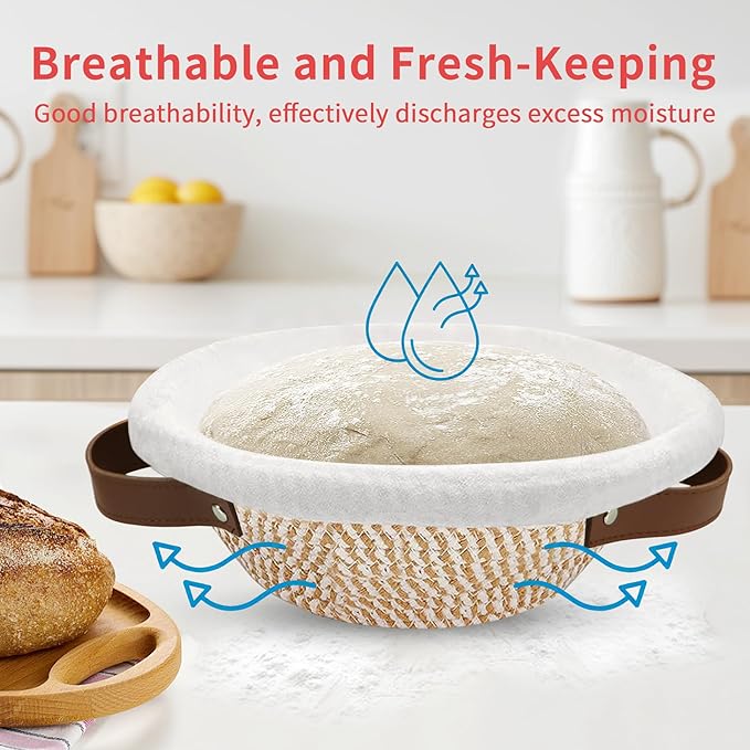 38 Pcs Sourdough Starter Kit, Cotton Rope Banneton Bread Proofing Basket with Sourdough Starter