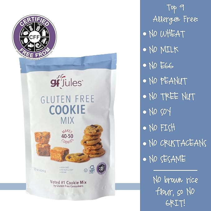 gfJules Certified Gluten Free Cookie Baking Mix | Tollhouse Style | Bars or Cookies | No Grit