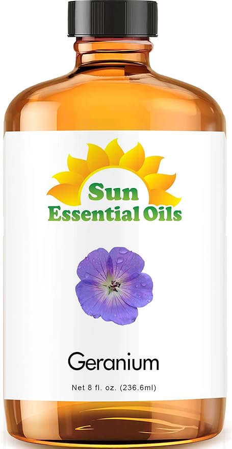 Sun Essential Oils Geranium Essential Oil ??Pure Aromatherapy Oil for Skin & Diffusers (8 oz)