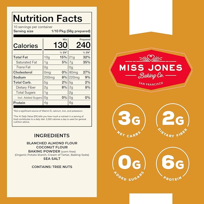 Miss Jones Baking Not Cornbread Muffin Mix - Almond Flour, Gluten Free, Low Carb, No Sugar Added
