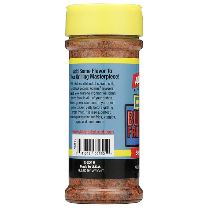 Adam's Seasonings 3.5-6oz Container (Pack of 3) Choose Flavor Below (Burgers Fries & More 5.54oz)