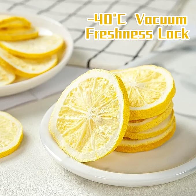 Haomly Freeze Dried Lemon Slices -90g/3.17oz -100% Natural Dehydrated Lemons-Dehydrated Fruit