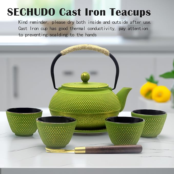 Japanese Cast Iron Tea Cups, Small and Heavy Teacups with no Handles, Japanese Style Cup for