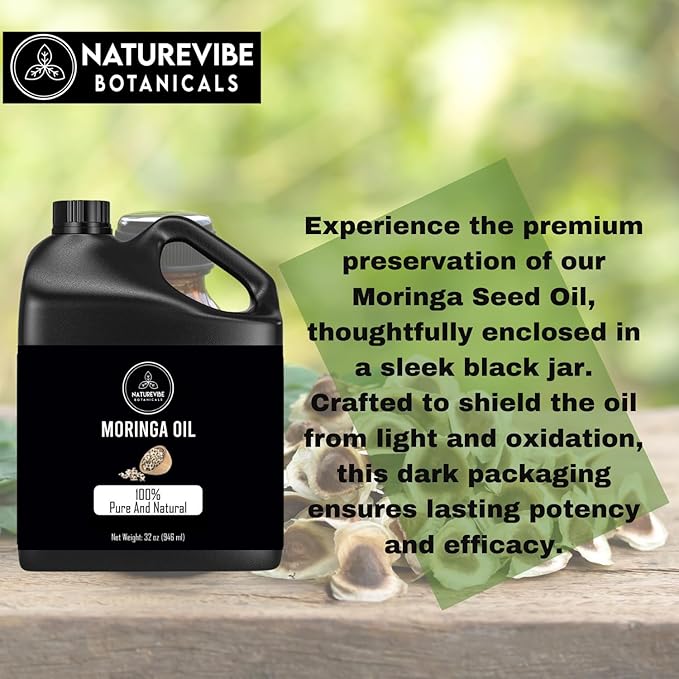 Naturevibe Botanicals Moringa Oil 32 Ounces | 100% Pure and Natural | Great for Skin Care and Hair