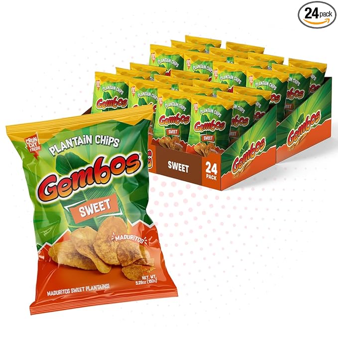 Gembos Sweet Maduritos Plantain Chips - Deliciously Sweet Plantains Snack, Perfect for Vegan Snack
