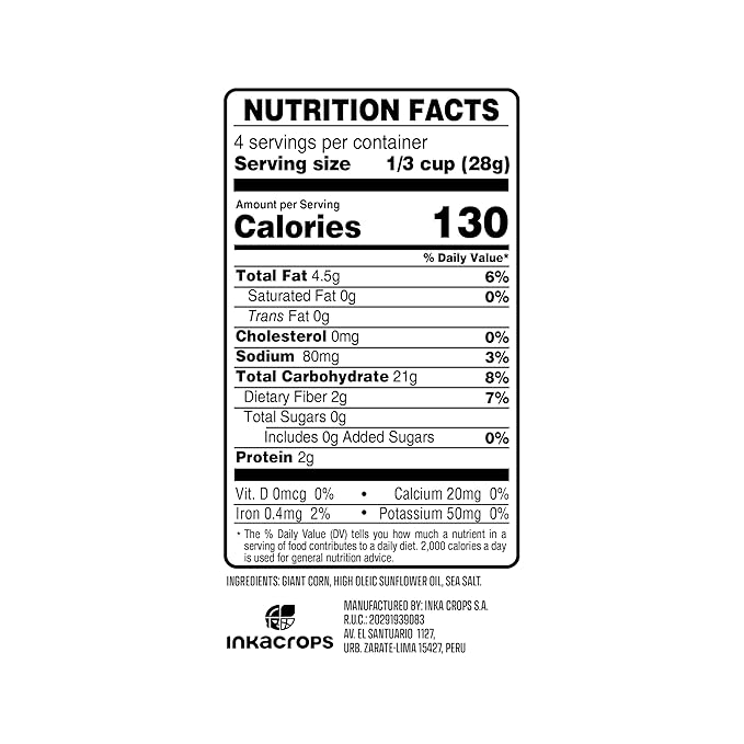 Inka Corn Nuts, Gluten Free Roasted Giant Corn, Original Flavor, 4 Ounce (Pack of 12)