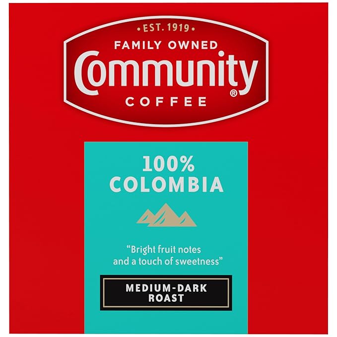 Community Coffee 100% Colombia 72 Count Coffee Pods, Medium Dark Roast, Compatible with Keurig 2.0