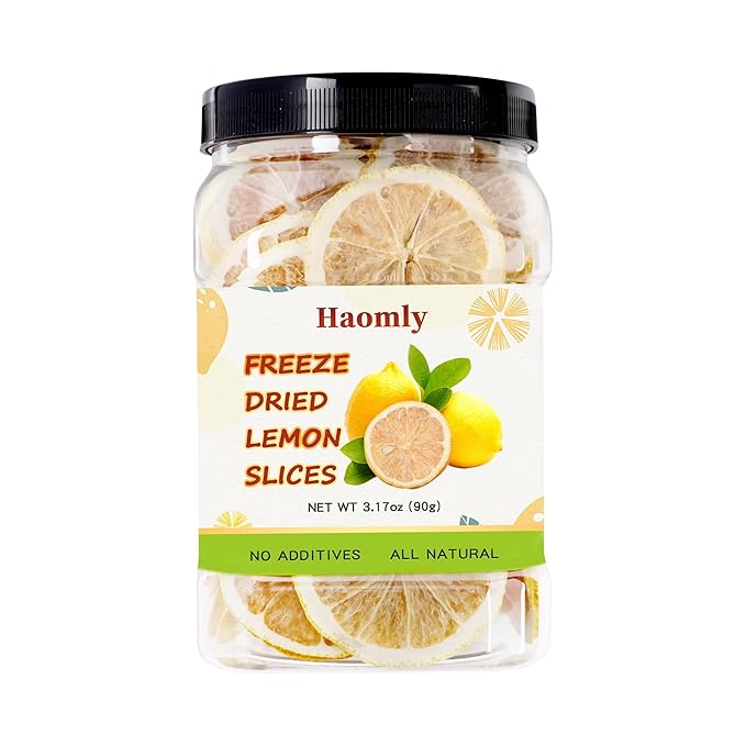 Haomly Freeze Dried Lemon Slices -90g/3.17oz -100% Natural Dehydrated Lemons-Dehydrated Fruit