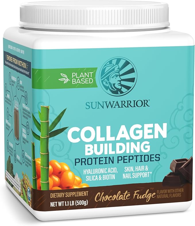 Sunwarrior Vegan Collagen Building Powder Protein Peptide with Biotin Vitamin C Hyaluronic Acid for